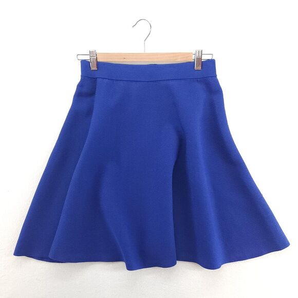 Rebecca Taylor Dresses & Skirts - Rebecca Taylor Blue Ribbed Circle Skirt Size M Flared A-Line Textured Statement